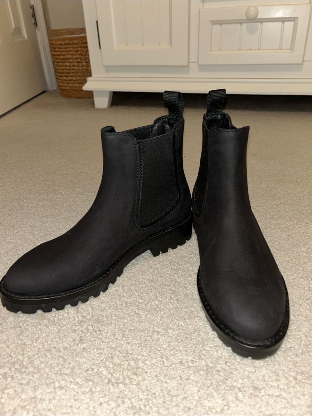 Black Chelsea Lug Sole Boot - Women's